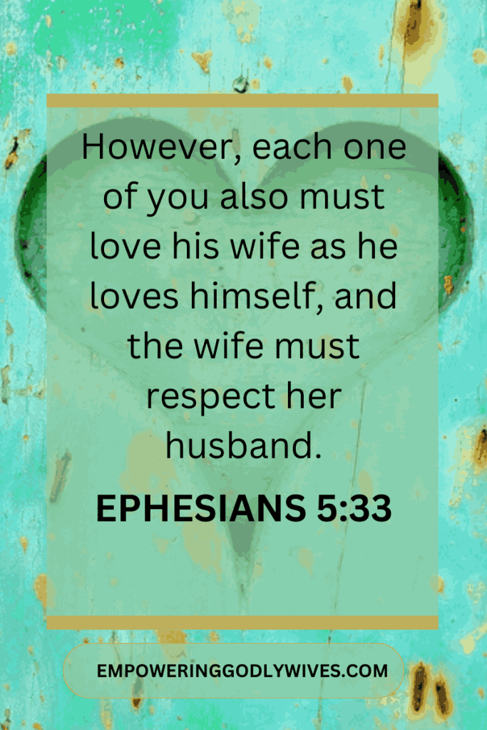 Empowering Godly Wives Ephesians 5:33 However, each one of you also must love his wife as he loves himself, and the wife must respect her husband. 