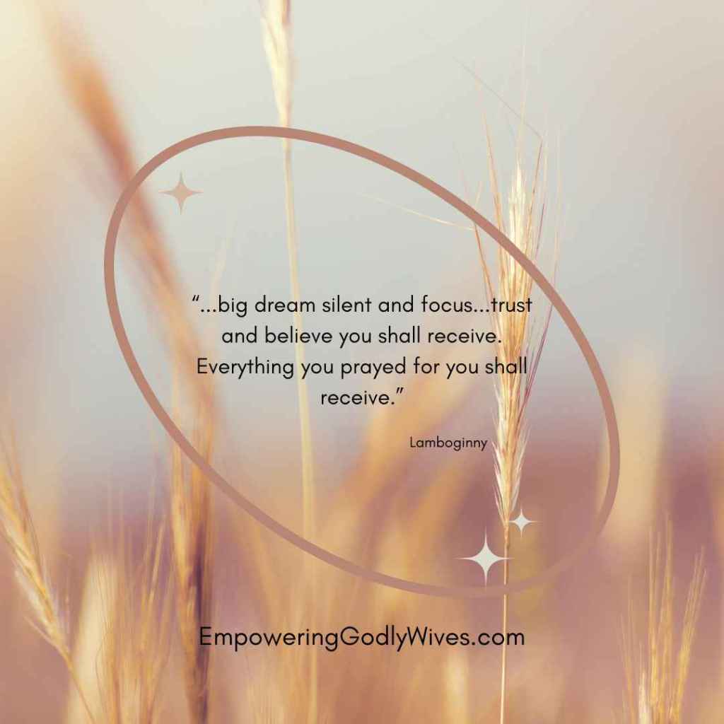 Empowering Godly Wives Big Dream Silent and Focus quote